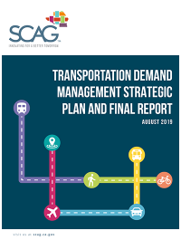 SCAG Transportation report cover with colorful route icons.